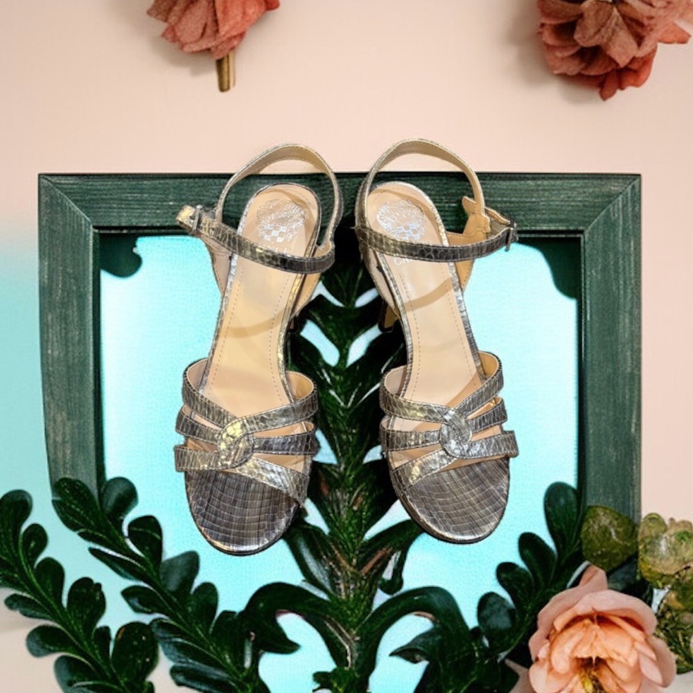 Vince Camuto Shimmering Gold Strappy Heels - Picture 16 of 16